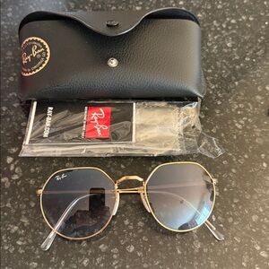 Ray-Ban Gold Blue Geometric JACK SUNGLASSES